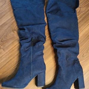 KATYIA Women Knee Boots Size 10 Navy Blue